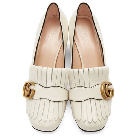 gucci marmont white heels